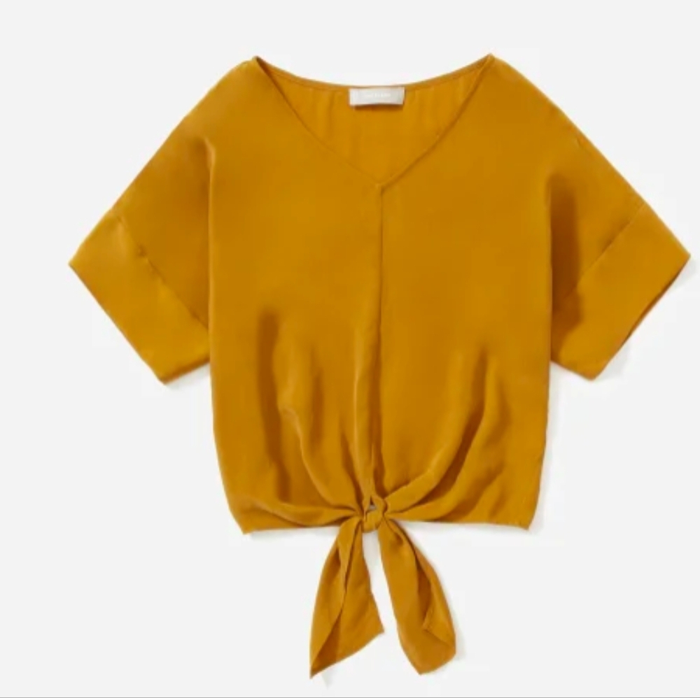 Everlane Mustard Tie-Front Blouse